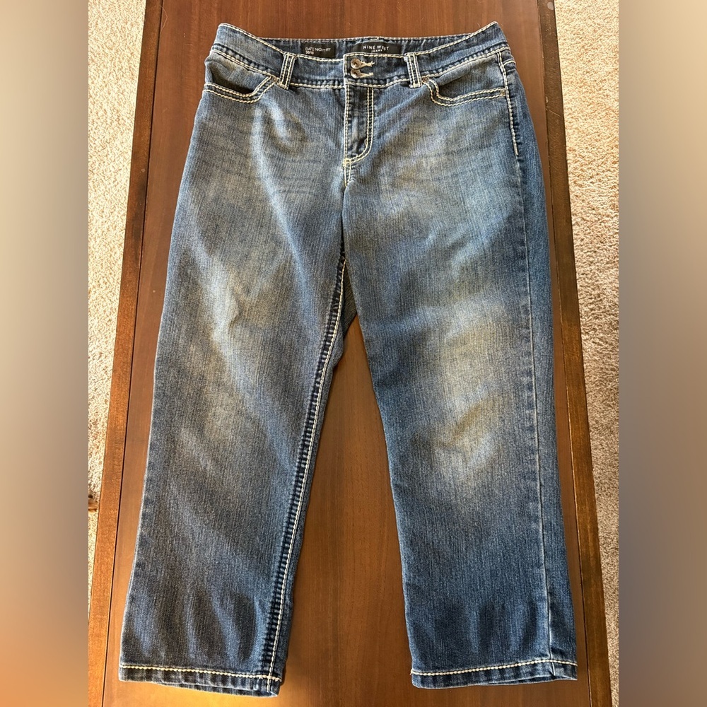 👖Nine West Jeans Date Night Dark Wash Embellished Mid Rise Cropped Jeans 30/10 - Picture 4 of 6